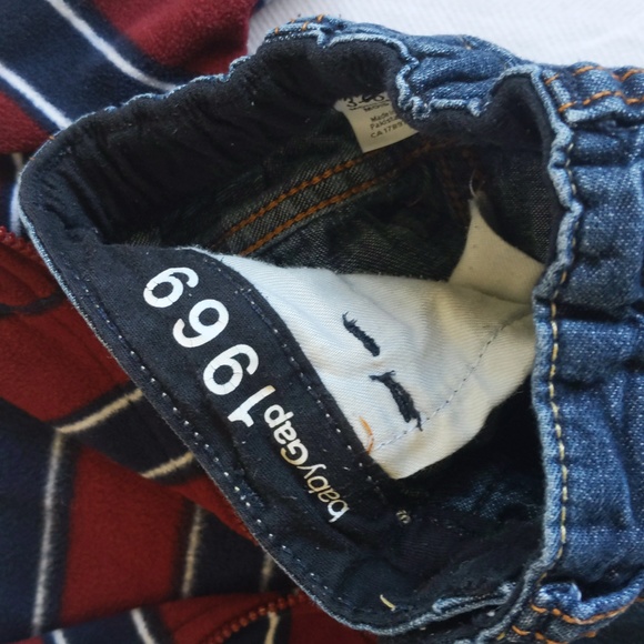 mixed brands outfit set with denim jeans & fleece pullover 3-6 months baby boy - Picture 3 of 8
